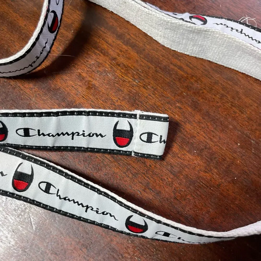 Champion White Cadet Repeating Logo D-Ring Skinny Belt - One Size - Extra Long